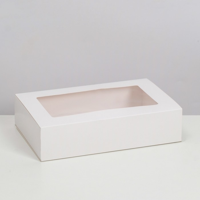 Коробка складня, пенал, с окном, белая, 25 х 16 х 6 см