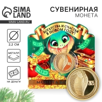 Монета новогодняя «Богатства и счастья» на Новый год, диам. 2,2 см Монета новогодняя «Богатства и счастья» на Новый год, диам. 2,2 см