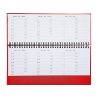 Планинг датированный 2024 года, 294 х 142 мм, 64 листа, на гребне, Attomex.Lancaster, твёрдая обложка балакрон, блок 70 г/м2, красный