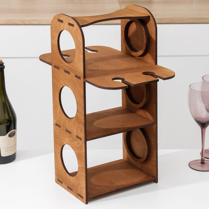 Подставка-минибар под 3 бутылки и 4 бокала, 35&times;23&times;48 см