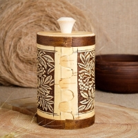 Туес "Гроздья рябины" Д8см, СОЛЬ, береста Туес "Гроздья рябины" Д8см, СОЛЬ, береста