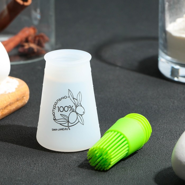 Кисть для масла &laquo;Натурально&raquo;, 11.8х5.2 см, силикон, цвет зеленый