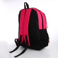 Рюкзак школьный, 2 отдела молнии, 3 кармана, цвет чёрный/розовый