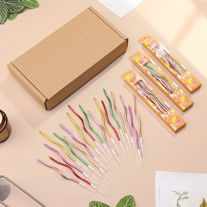 Свечи для торта витые "Серпантин",12 см, 18 шт, коктейльные, разноцветные