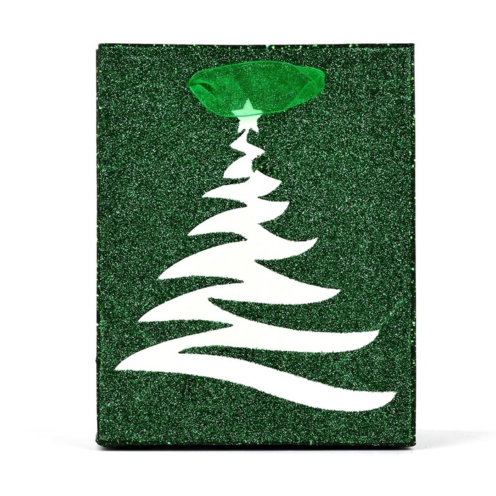 Пакет подарочный новогодний ламинированный &laquo;Ёлочка&raquo;, глиттер, S 12 х 15 х 5.5 см