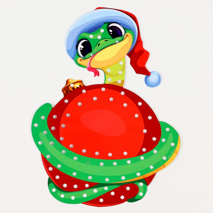 Вышивка пряжей на новый год &laquo;Новогодняя змея&raquo;&lrm; на картоне, новогодний набор для творчества, символ года 2025