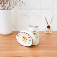 Набор аксессуаров для ванной комнаты &laquo;Роза&raquo;, 4 предмета (дозатор 400 мл, мыльница, 2 стакана), цвет белый