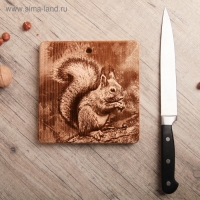 Доска из массива кедра &laquo;Бельчонок&raquo;, квадратная, 18 &times; 18 см
