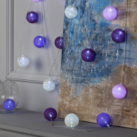 Гирлянда «Нить» 5 м с насадками «Клубки лиловые», IP20, прозрачная нить, 20 LED, свечение белое, 220 В Гирлянда «Нить» 5 м с насадками «Клубки лиловые», IP20, прозрачная нить, 20 LED, свечение белое, 220 В