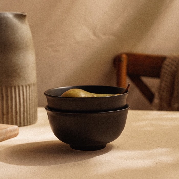 Набор салатников фарфоровых SL Home «Дарк», 750 мл, d=15 см, цвет чёрный Набор салатников фарфоровых SL Home «Дарк», 750 мл, d=15 см, цвет чёрный