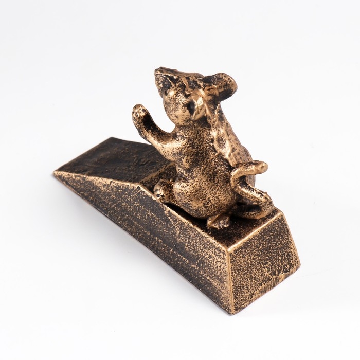 Стоппер дверной чугун Стоппер дверной чугун "Мышка" золотая патина 11х4х14 см