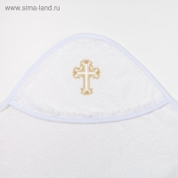 Полотенце-уголок для крещения с вышивкой, размер 100х100см, цвет белый, К40/1