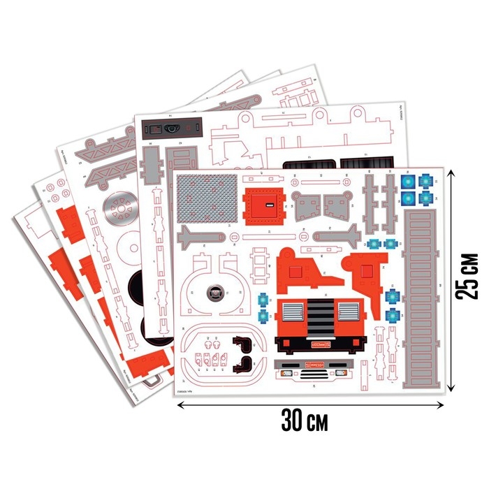 Деревянный конструктор &laquo;Пожарная машина&raquo;, 79 деталей, 24х10х13 см