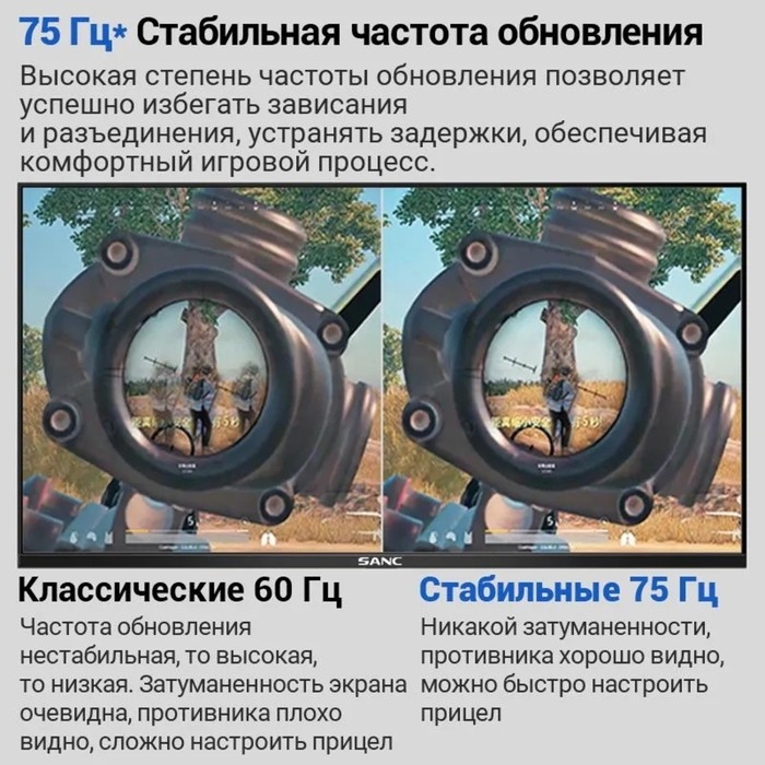 Монитор SANC M2453, 23.8 Монитор SANC M2453, 23.8", IPS, 1920×1080, 75Гц, 5 мс, D-Sub, HDMI, чёрный