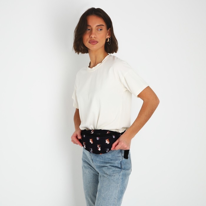 Сумка поясная Собаки, 32х8х15 см, отд на молнии, цвет чёрный Сумка поясная Собаки, 32х8х15 см, отд на молнии, цвет чёрный