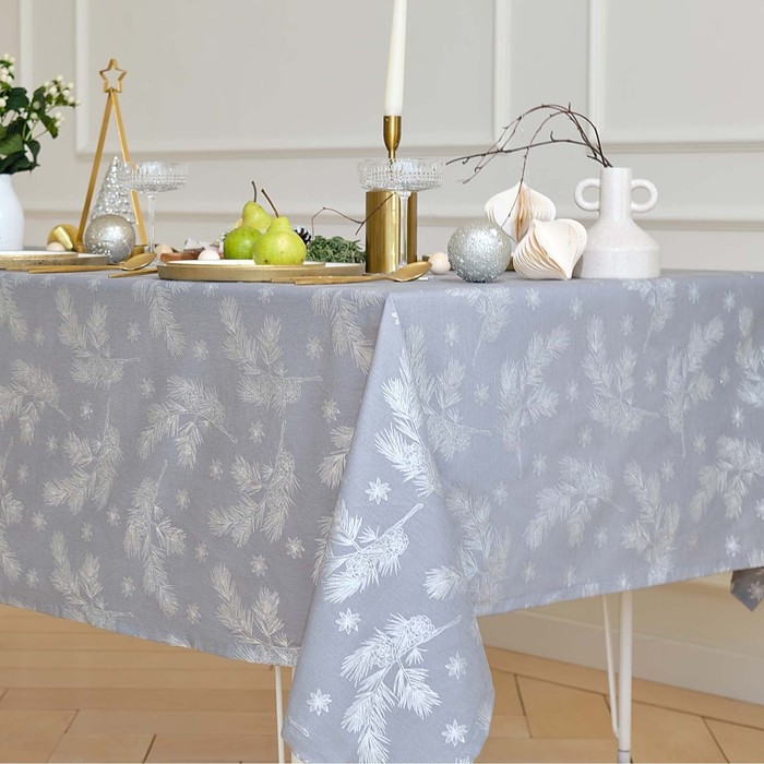 Скатерть Этель &laquo;Серебряные ветки&raquo;, 149х220 см, саржа 190 г/м2