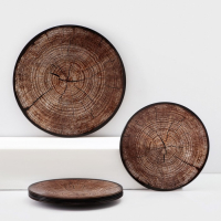 Набор столовый Доляна &laquo;Спил дерева&raquo;, 7 предметов: 30 см - 1 шт, 21,5 см - 6 шт, в подарочной упаковке