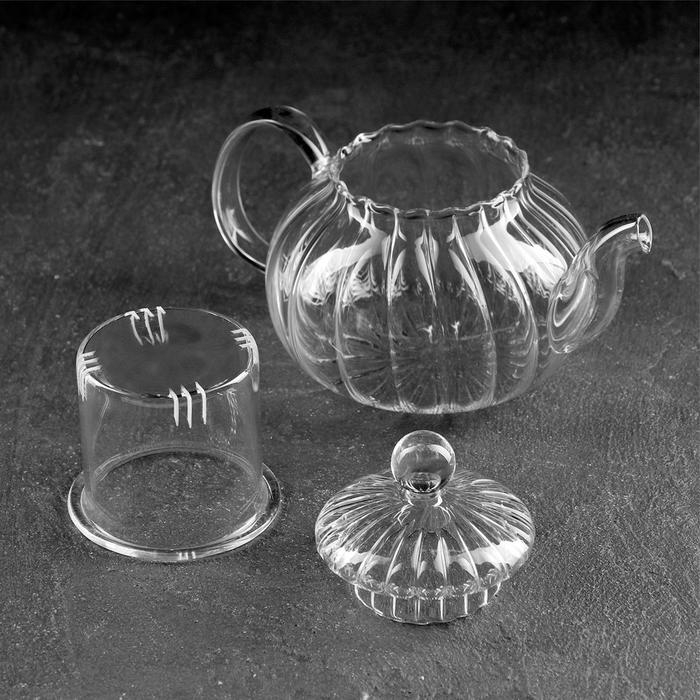 Чайник заварочный со стеклянным ситом и крышкой Доляна «Диана», 600 мл Чайник заварочный со стеклянным ситом и крышкой Доляна «Диана», 600 мл