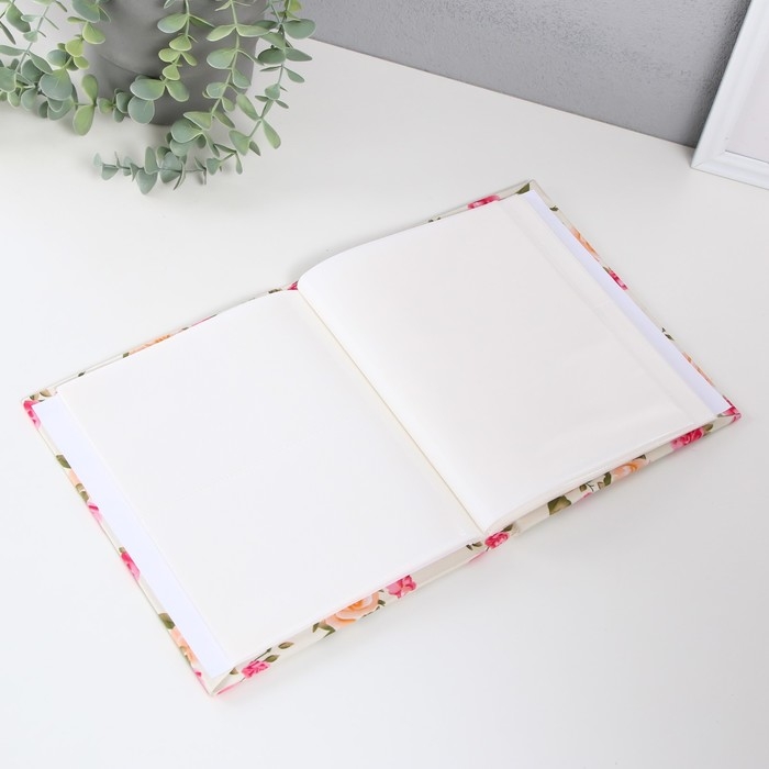 Фотоальбом на 80 фото 10х15 см "Чайные и розовые розы" текстиль 5,2х19х23 см