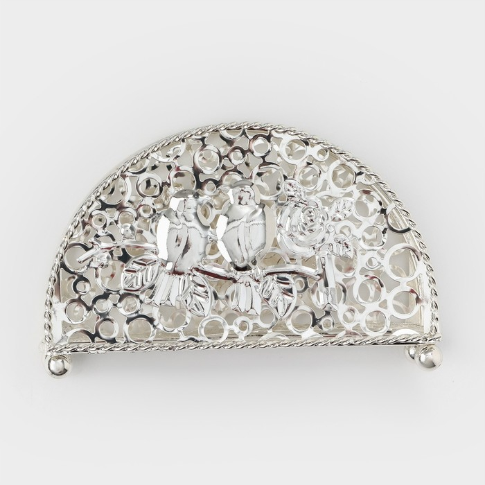 Салфетница декоративная &laquo;Птицы&raquo;, 14&times;4,5&times;8,5 см, цвет серебряный