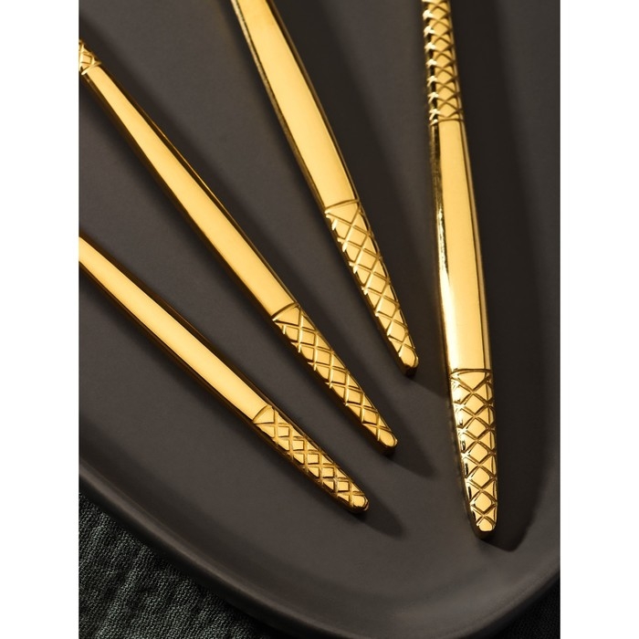 Столовые приборы из нержавеющей стали Доляна &laquo;Античность&raquo;, 4 предмета, цвет золотой