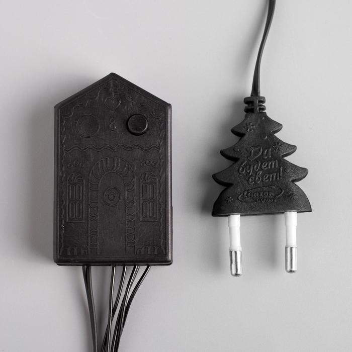 Гирлянда &laquo;Нить&raquo; 10 м, IP20, тёмная нить, 100 LED, свечение зелёное, 8 режимов, 220 В