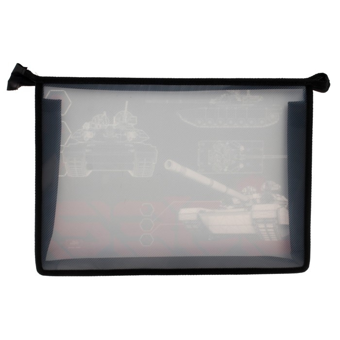 Папка для тетрадей А4, 325 х 230 х 55 мм, молния сверху, пластиковая, ПМ-А4-29 Calligrata "Танк"