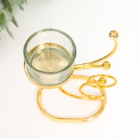 Подсвечник металл, стекло на 1 свечу "Завитки. Шарики" d-4,5 см золото 10х5х15 см Подсвечник металл, стекло на 1 свечу "Завитки. Шарики" d-4,5 см золото 10х5х15 см