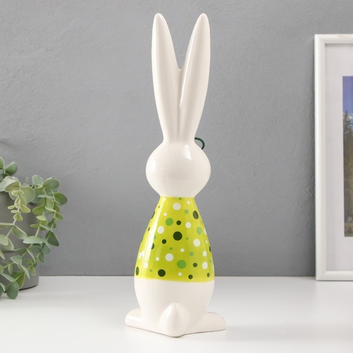 Сувенир керамика Сувенир керамика "Зайчонок в очках, рубашка в горох" жёлто-зелёный 10х7,5х30,5 см