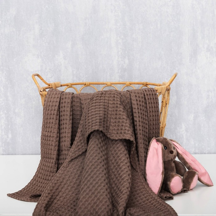 Полотенце уголок вафельное Крошка Я "Boho" 120х120 см, цвет мокко, 100% хлопок, 290 г/м2