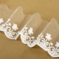 Кружево на сетке, 70 мм &times; 9 &plusmn; 0,5 м, цвет белый