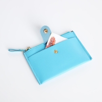 Картхолдер на молнии, цвет голубой