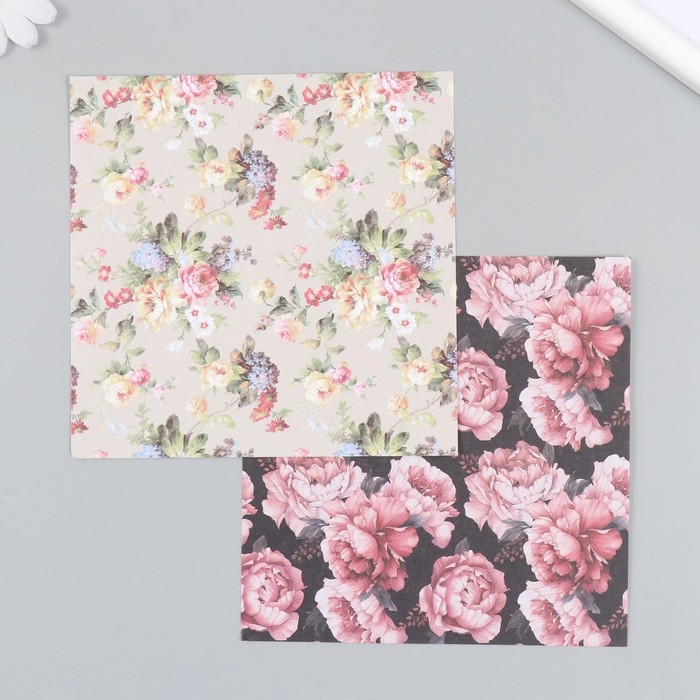 Набор бумаги для скрапбукинга 12 листов 12 дизайнов "Летнее цветение" 160 гр 15,2х15,2 см