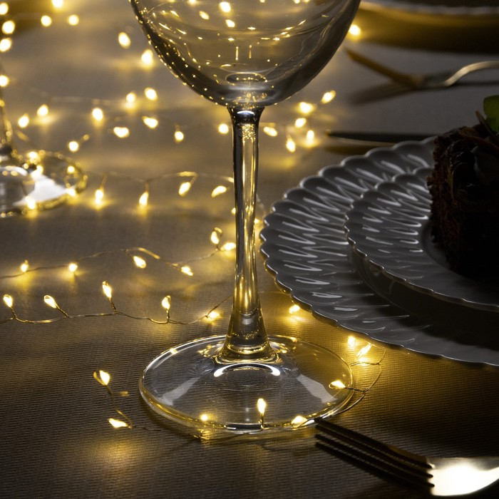 Гирлянда «Мишура» 2 м роса, IP20, серебристая нить, 100 LED, свечение тёплое белое, USB Гирлянда «Мишура» 2 м роса, IP20, серебристая нить, 100 LED, свечение тёплое белое, USB