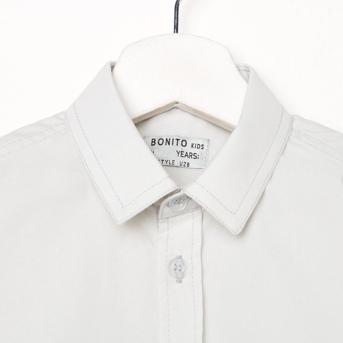 Школьная рубашка для мальчика, цвет серый, рост 122 см