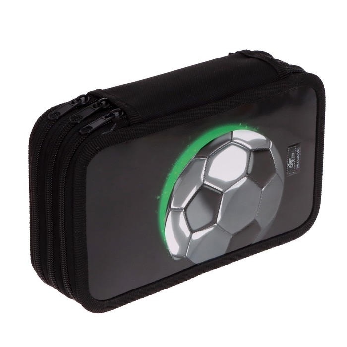 Пенал 3 секции, 125 х 205 х 55 мм, Calligrata 81П26/3 Пенал 3 секции, 125 х 205 х 55 мм, Calligrata 81П26/3 "Мяч", (объемный 3D-рисунок с эффектом металлика)ламинированный картон