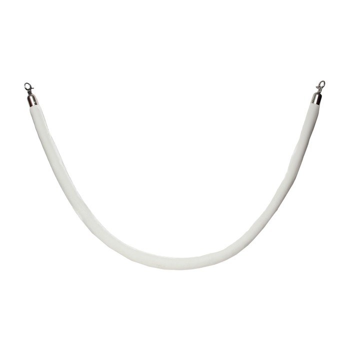 Канат бархатный оградительный, cеребряный наконечник -1,5м, белый