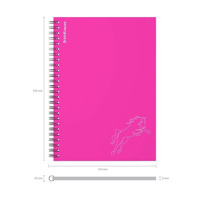 Тетрадь на спирали, 80 листов в клетку, ErichKrause Silhouette, пластиковая обложка, блок офсет 100% белизна, розовая