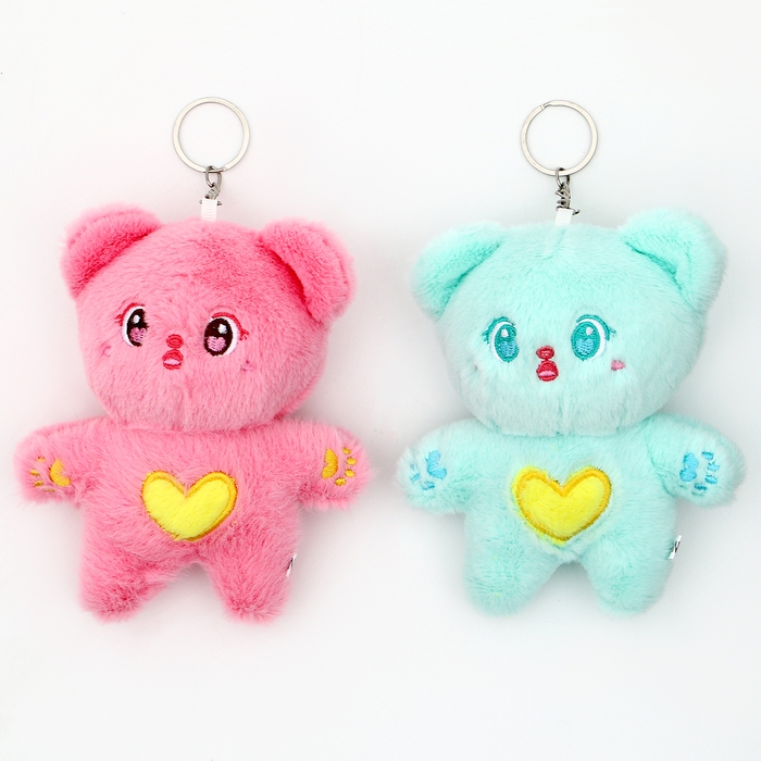 Мягкая игрушка &laquo;Мишка с сердцем&raquo; на брелоке, 13 см, цвет МИКС