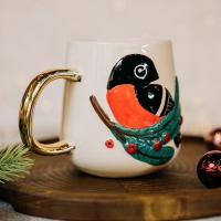 Новый год. Кружка новогодняя керамическая «Снегирь», 600 мл, цвет белый Новый год. Кружка новогодняя керамическая «Снегирь», 600 мл, цвет белый