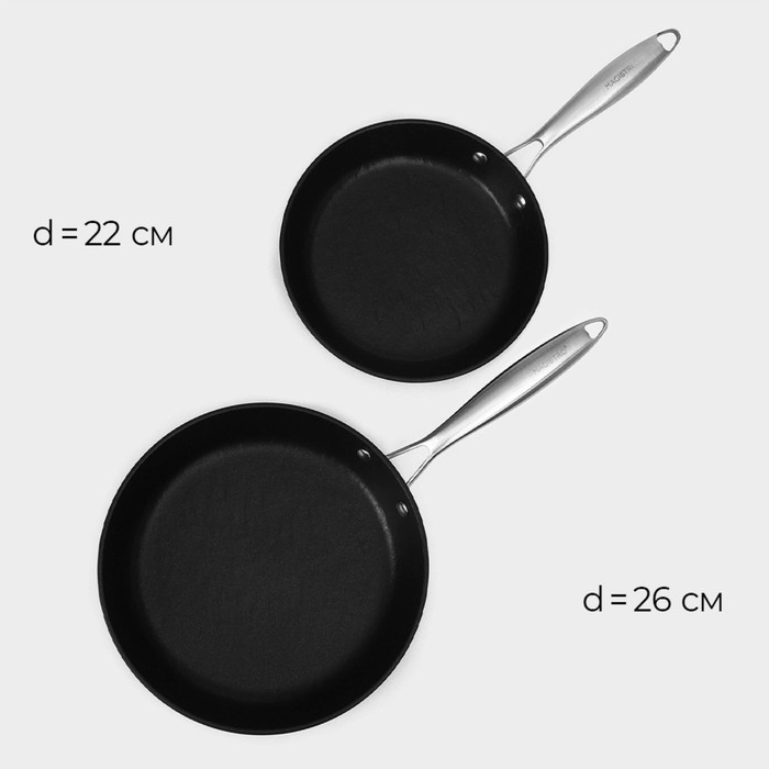 Набор сковород Magistro Rock Stone, 2 предмета: d=22 см, d=26 см, кухонные щипцы, антипригарное покрытие, индукция Набор сковород Magistro Rock Stone, 2 предмета: d=22 см, d=26 см, кухонные щипцы, антипригарное покрытие, индукция