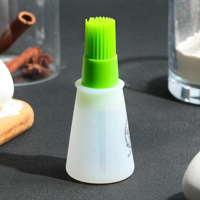 Кисть для масла &laquo;Натурально&raquo;, 11.8х5.2 см, силикон, цвет зеленый