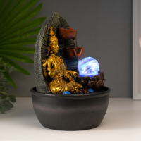 Фонтан настольный от сети "Лакшми в золотом одеянии у водопада" 28х19х19 см