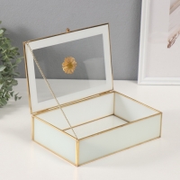 Шкатулка стекло с металлическим каркасом "Бутон" прозрачный белый 16х24х7 см Шкатулка стекло с металлическим каркасом "Бутон" прозрачный белый 16х24х7 см