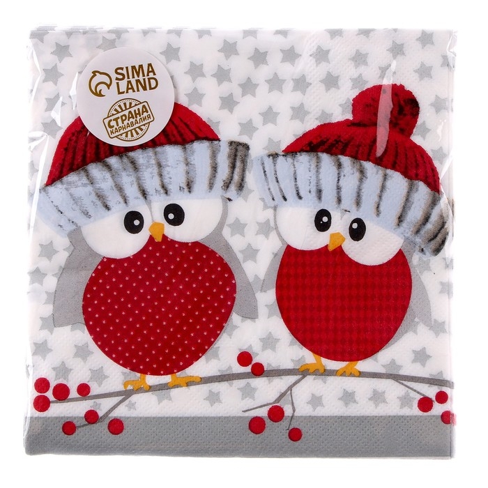 Салфетки бумажные &laquo;Совушки в шапочках&raquo;, 33х33 см, набор 20 шт.