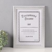 Фоторамка пластик формат А4 "Серебристые кристаллы" белая 1,3х25,4х34,1 см