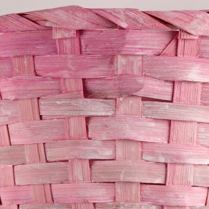 Корзина плетеная, D20х10хH33см, розовый, бамбук