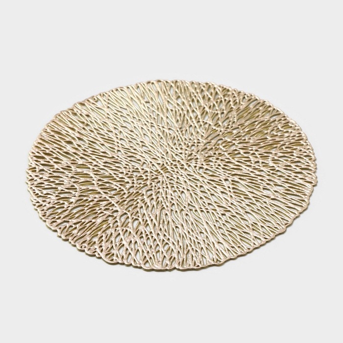 Салфетка - подставка под кружку Доляна &laquo;Листья&raquo;, d=10 см, 4 шт, цвет золото