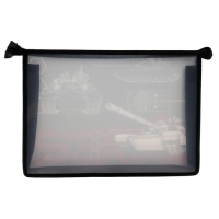 Папка для тетрадей А4, 325 х 230 х 55 мм, молния сверху, пластиковая, ПМ-А4-29 Calligrata "Танк"