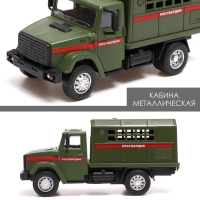 Грузовик металлический «ЗИЛ «Росгвардия», инерция, масштаб 1:43, подвижные детали кузова Грузовик металлический «ЗИЛ «Росгвардия», инерция, масштаб 1:43, подвижные детали кузова